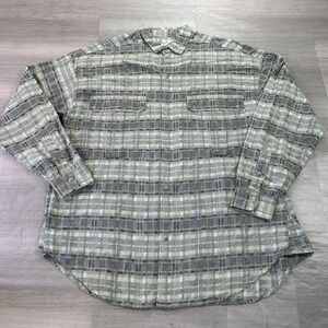 VINTAGE Goouch Shirt Mens Medium Green Plaid Cotton Long Sleeve Button Up Casual